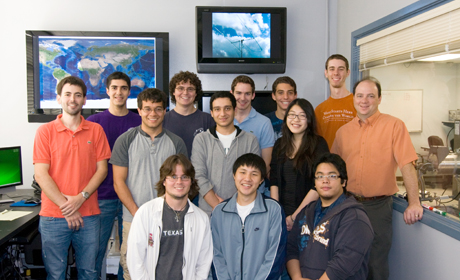 Engineering students and their faculty adviser, Cockrell School of Engineering Professor Glenn Lightsey