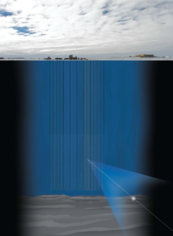 Illustration showing the IceCube ray