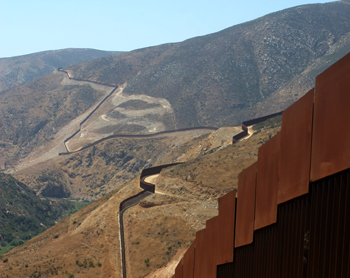 Border fence in the Otay Mountain wilderness