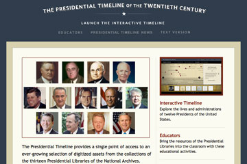 The Presidential Timeline homepage