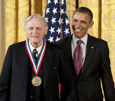 Engineering professor John Goodenough with President Barack Obama