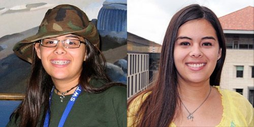 GeoFORCE Texas graduate Sabrina Cervantez, on the left at the beginning of her GeoFORCE experience, and on the right, this year.