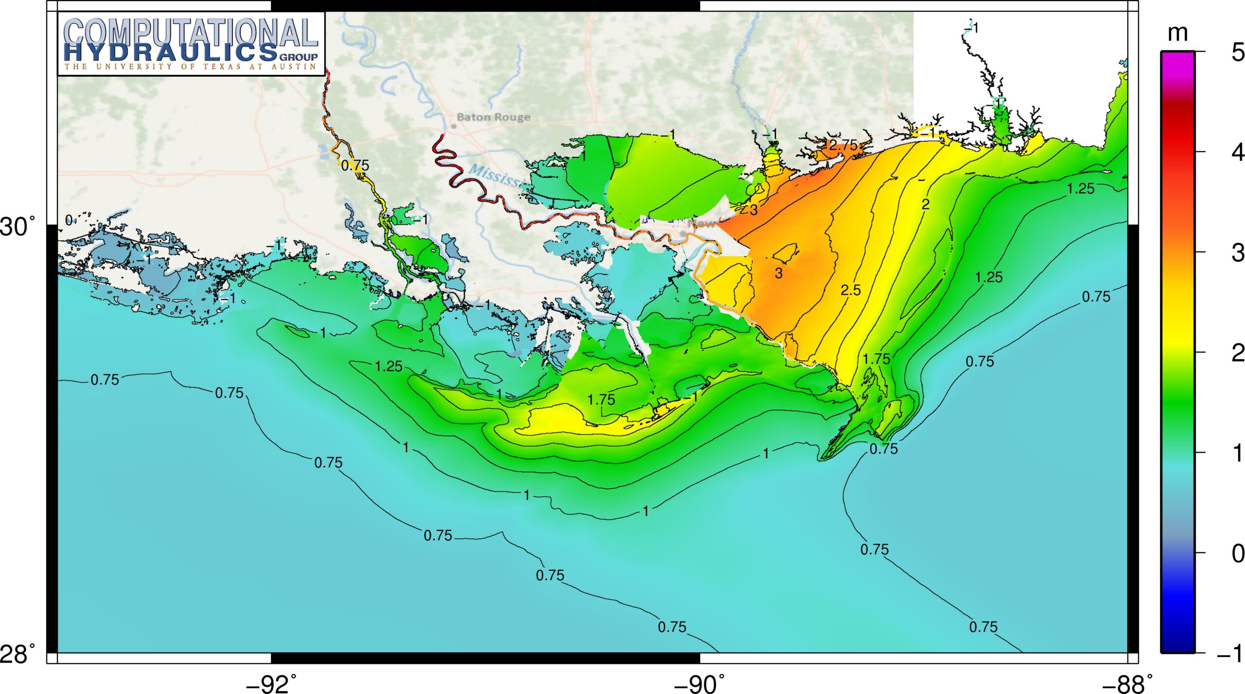 2008 Hurricane Gustav surge map created by ICES.