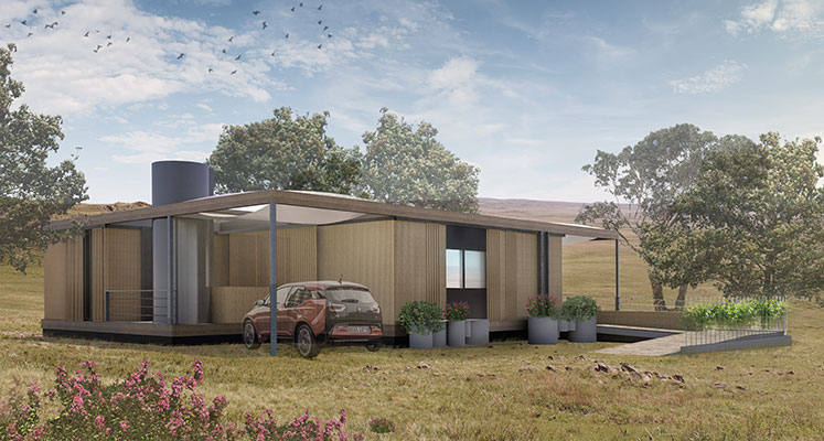 Rendering of home designed by UT 2015 Solar Decathlon team