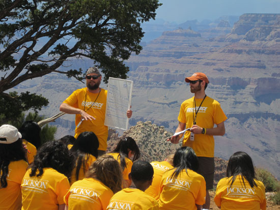 group of students in GeoFORCE Texas learn at the Grand Canyon