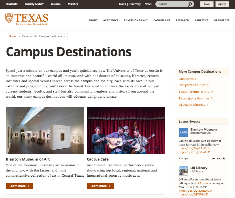 University of Texas website
