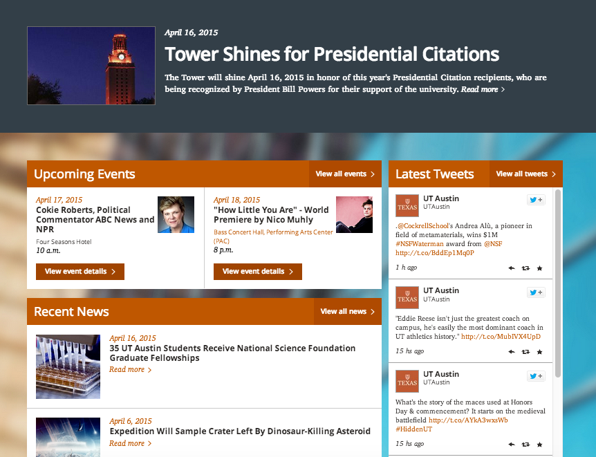 University of Texas website