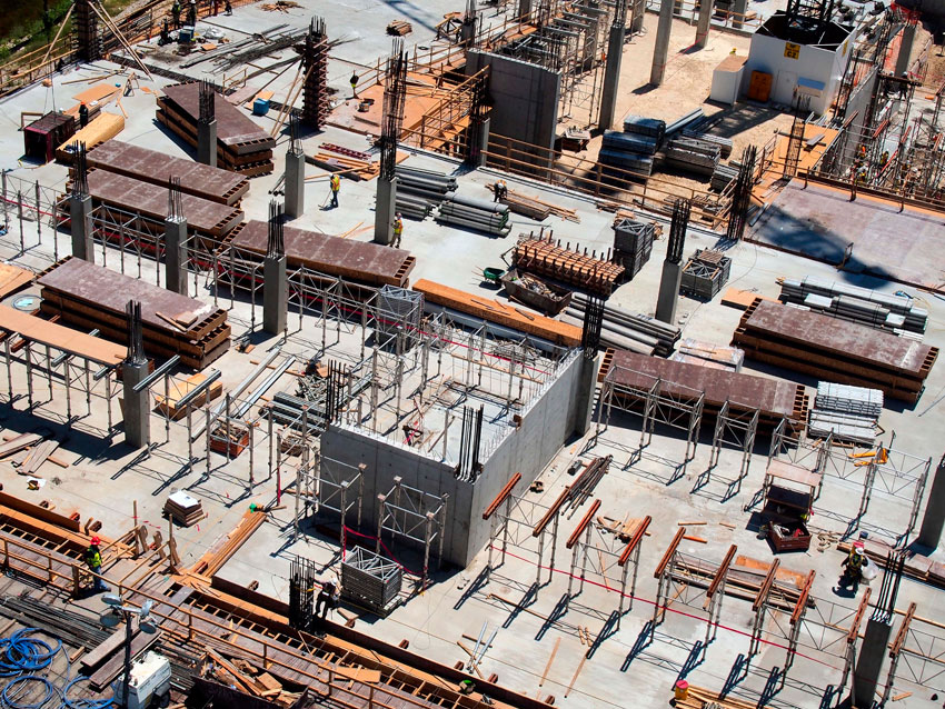 detail of construction site of Dell Medical School