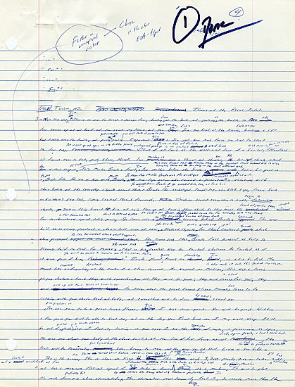 Handwritten first page from Infinite Jest