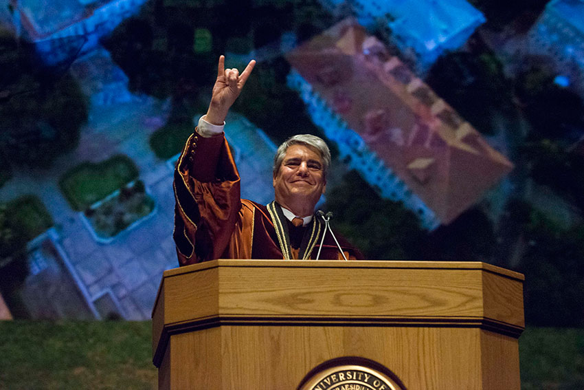 President Fenves does "hook 