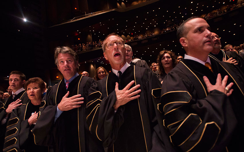 Members of the University of Texas System Board of Regents at the inauguration ceremony.