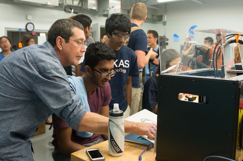 Students learn about 3D printing in the Longhorn Maker Studio