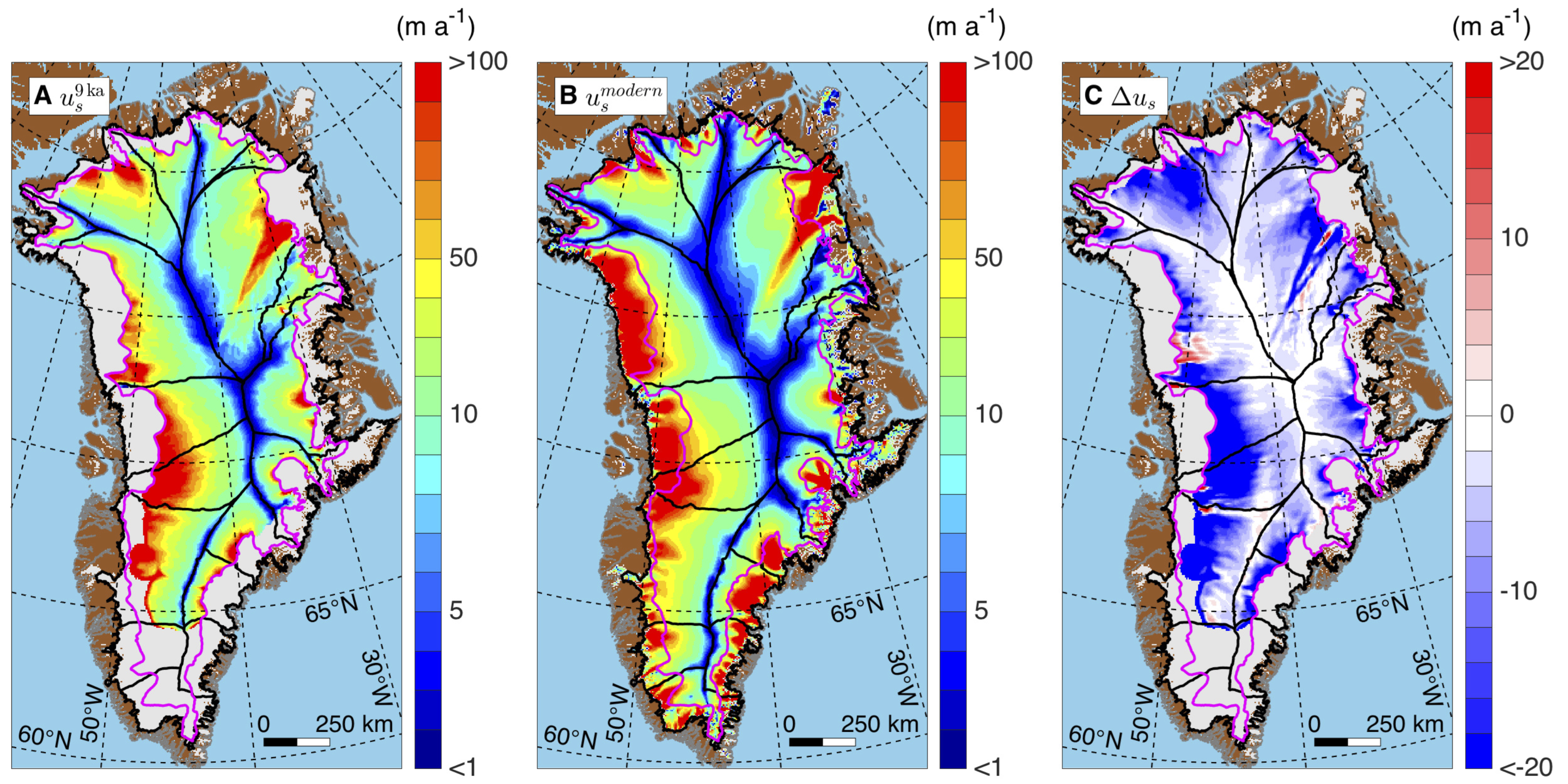 Paleo-velocity map of the Greenland ice sheet
