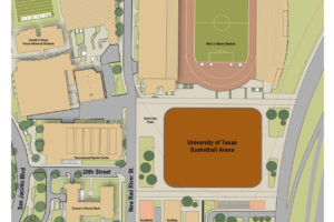 UT Basketball Arena placement via map drawing.