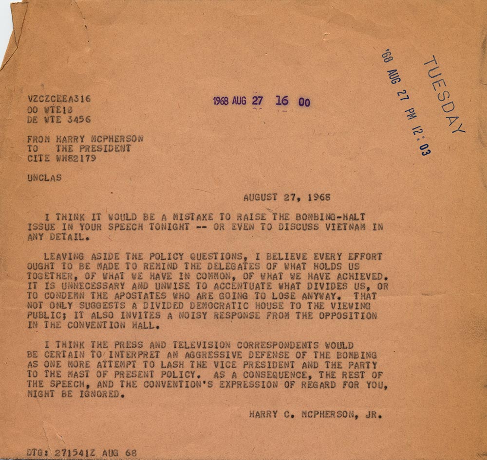Harry McPherson Memo