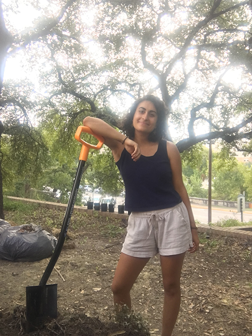 Joy Youwakim with shovel. 
