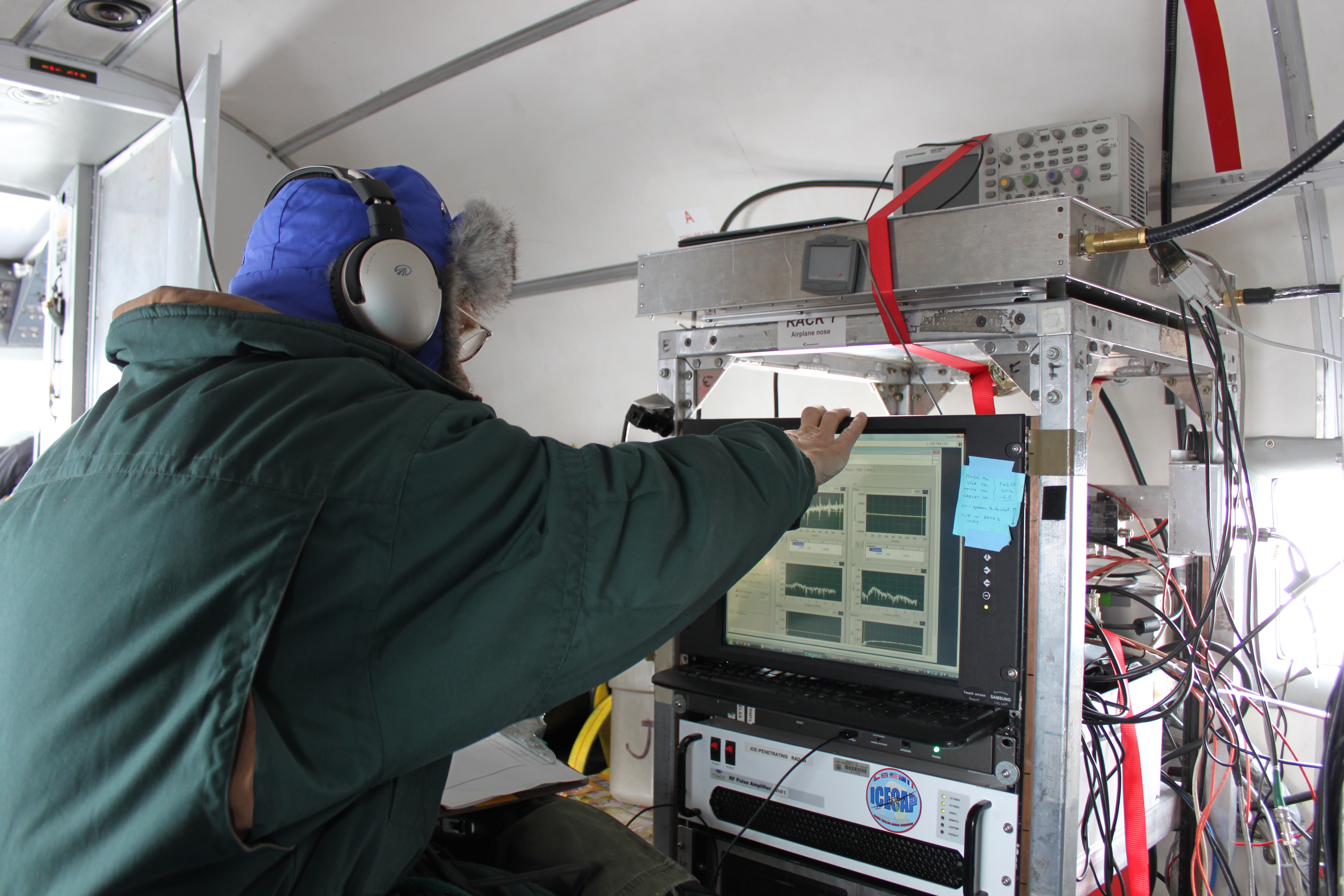 UTIG researcher with radar instruments