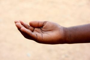 Close up of a young child's hand with the palm up.