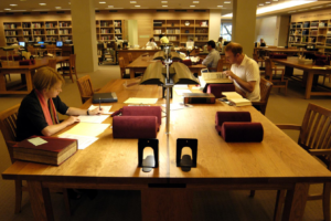 Scholars conducting research at the Harry Ransom Center. Photo by Pete Smith.