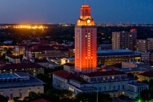 The UT Tower shines with a No. 1 lighting configuration