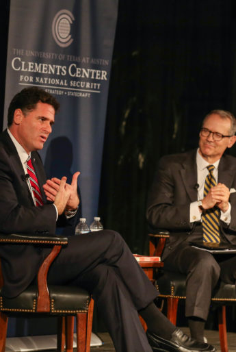 Ron Dermer (left) in conversation with Steve Slick (right). Photo by Natalie Wu.