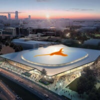 Rendering of new Texas Longhorns arena, exterior aerial