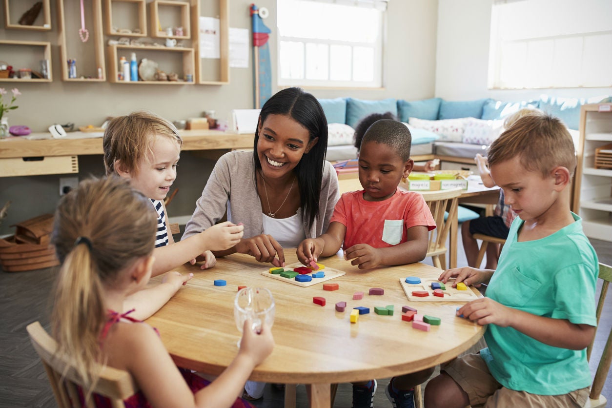 children playing together at school