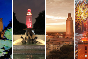 The four seasons of the UT Tower.