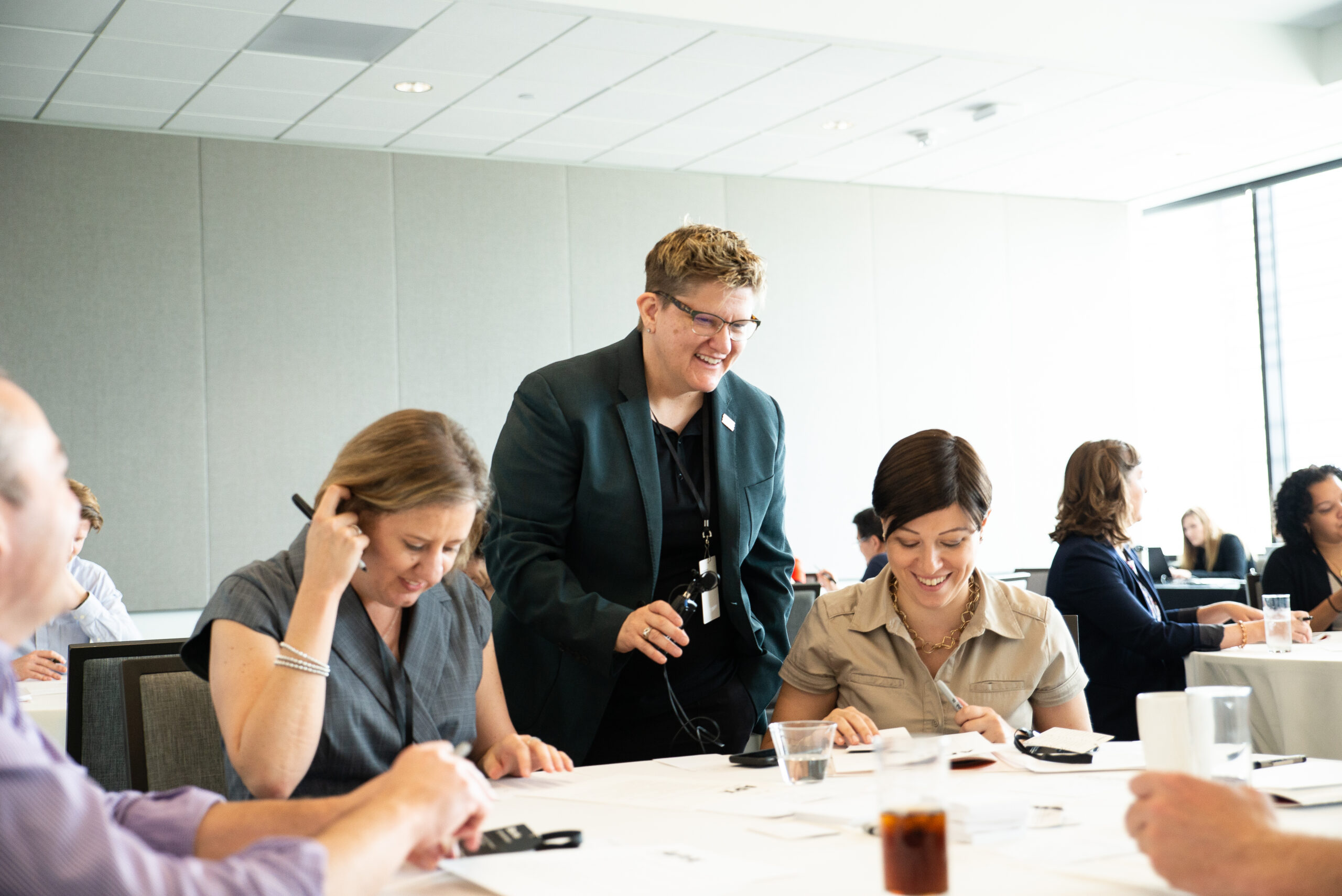Julie Schell (center) guides faculty through the day.