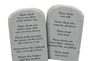 Moses Ten Commandments Stones Isolated on White Background.