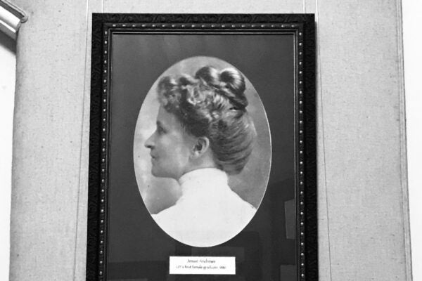 Jessie Andrews photo in graduate school office