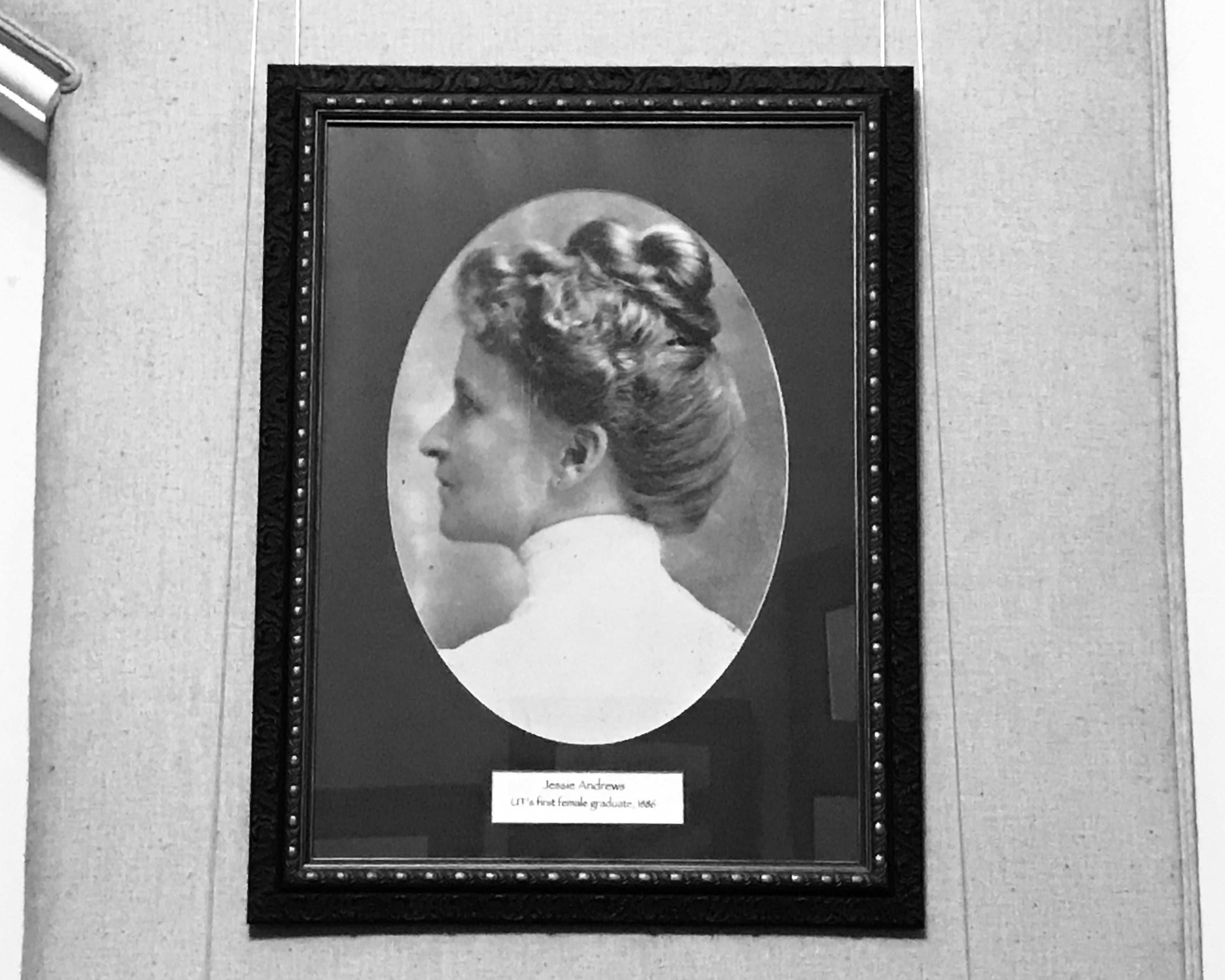 Jessie Andrews photo in graduate school office