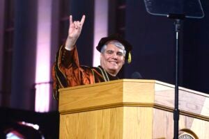 Fenves at Commencement 2019 Saturday evening.