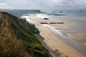 remains of artificial Mulberry Harbour at Arromanches, France
