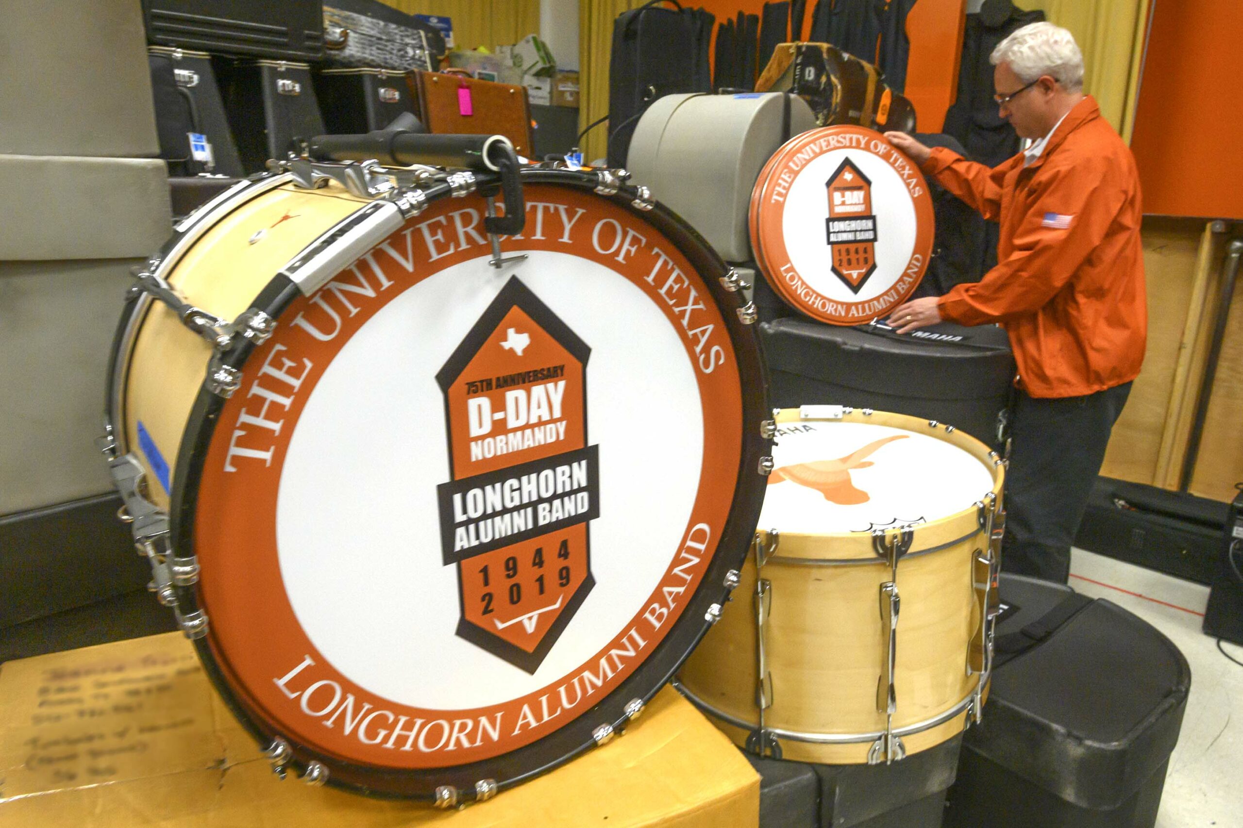 Drum with 75th D-Day anniversary logo.