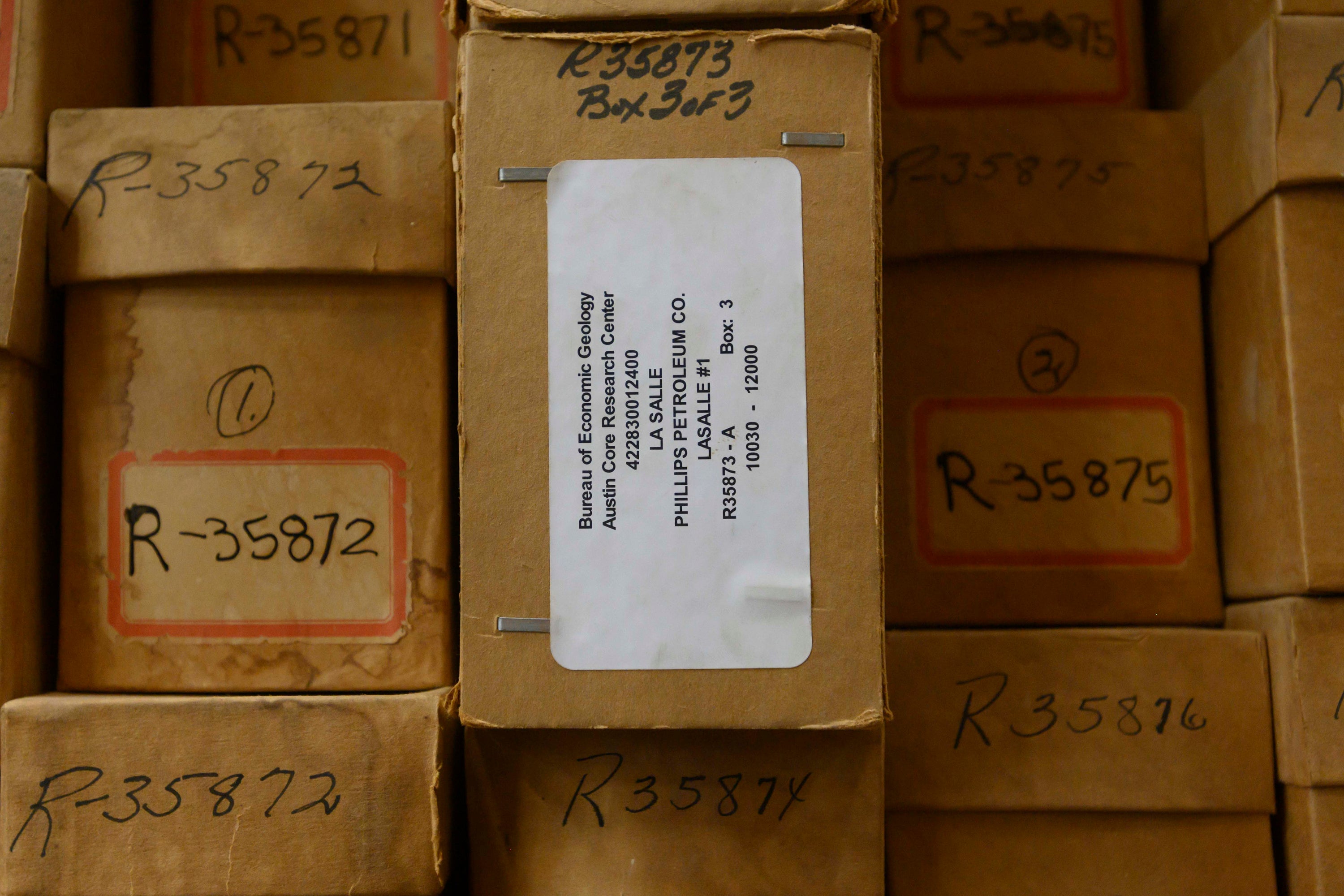 Small brown box that contains the cuttings that were analyzed for the Eagle Ford exploration. Small brown box that contains the cuttings that were analyzed for the Eagle Ford exploration.