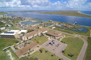 Aerial photo of the University of Texas Marine Science Institute in Port Aransas, Texas.