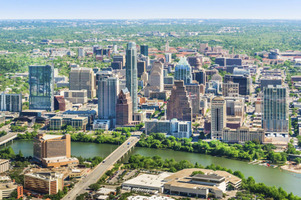 Austin Texas skyline cityscape aerial view