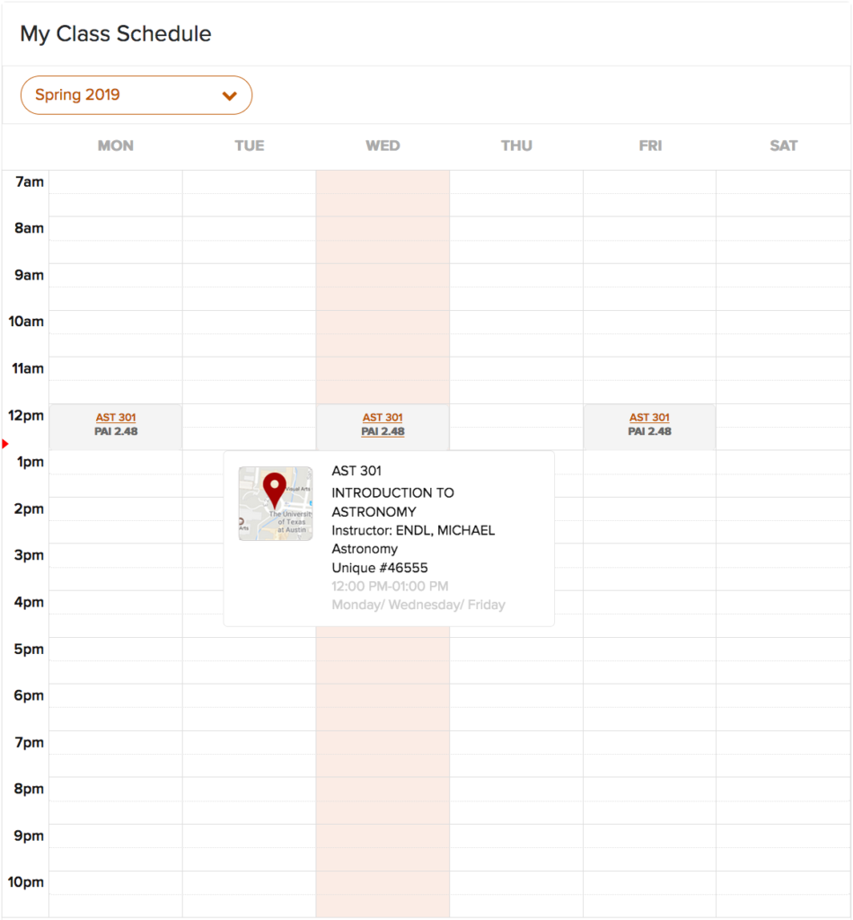 Get a great visual view of your class schedule. 