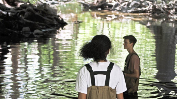 Texas High School Students gather samples from Waller Creek gaining hands on research experience.