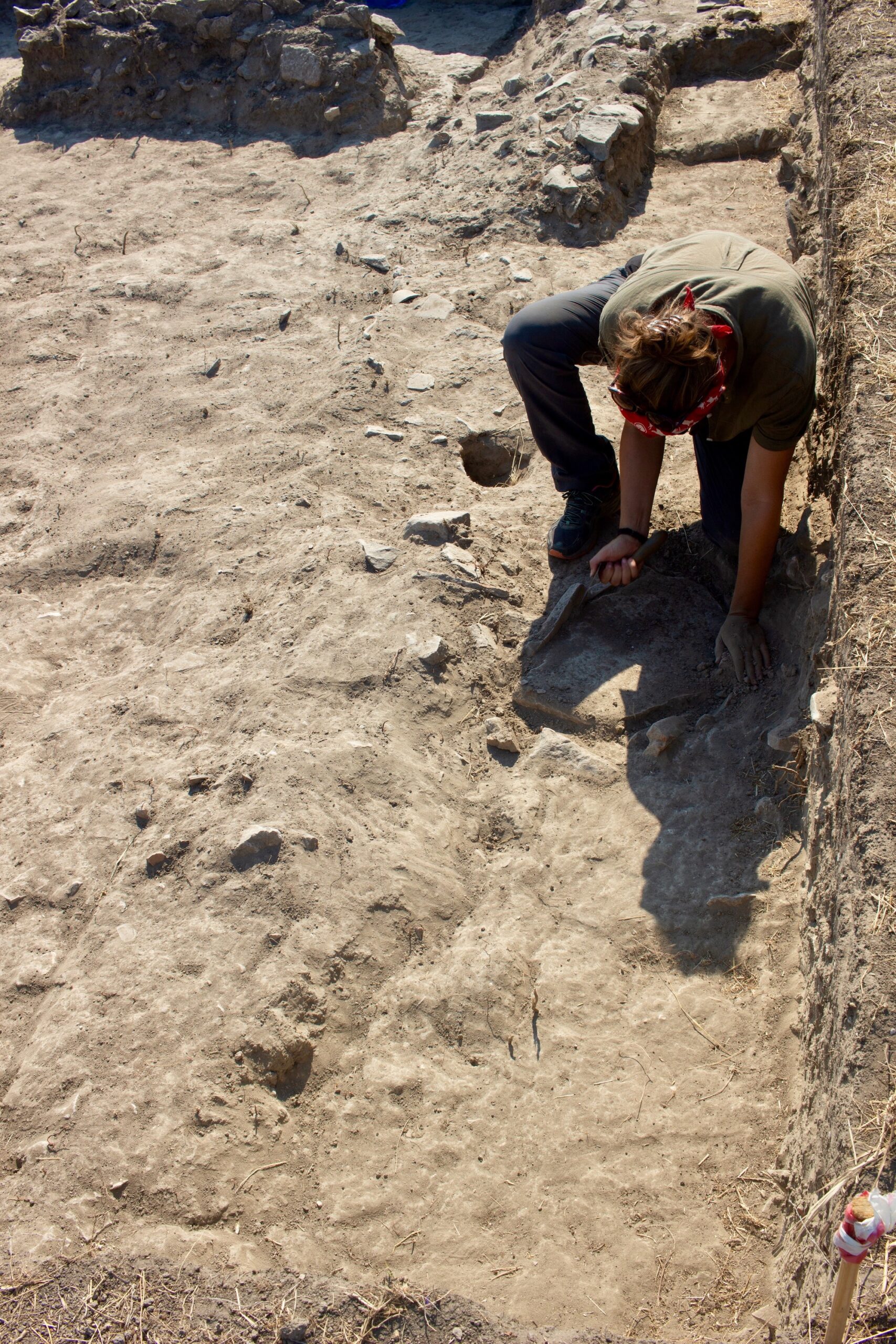 Student digs in a trench