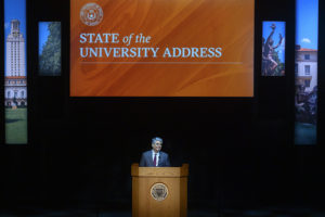 UT President Gregory L. Fenves delivers the State of the University address.