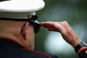 A soldier saluting