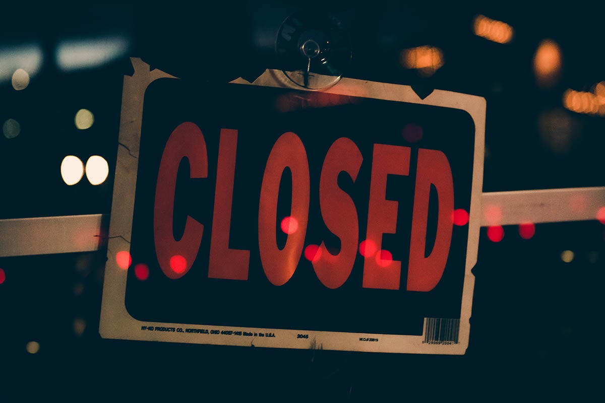 Closed For Business Sign