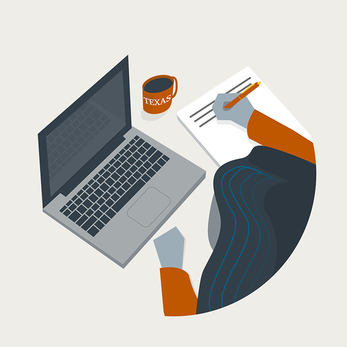 Illustration of woman at laptop