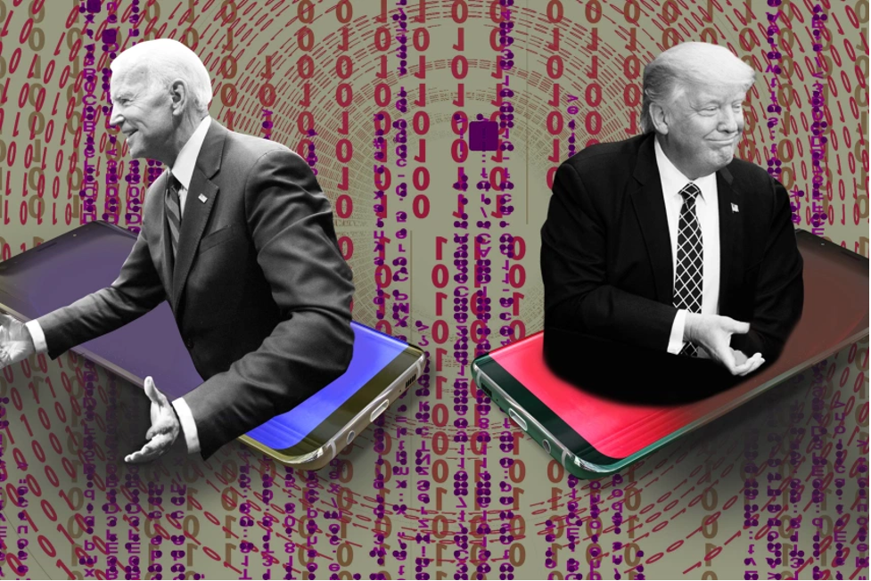 Biden and Trump inside cellphones