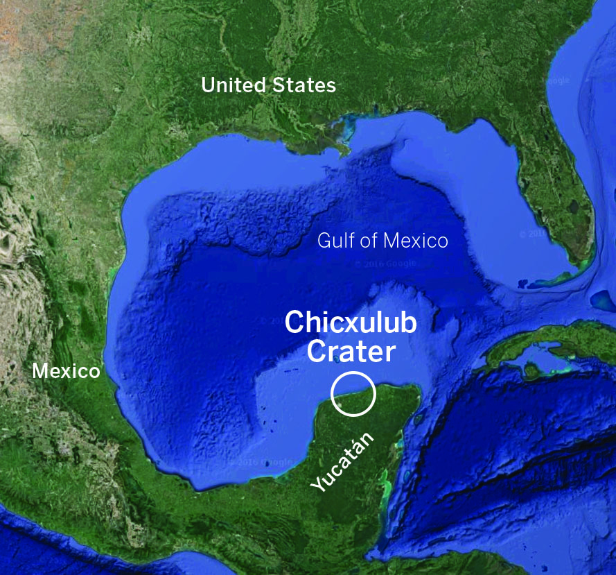 Chicxulub Crater in Yucatán Peninsula in a Google Map