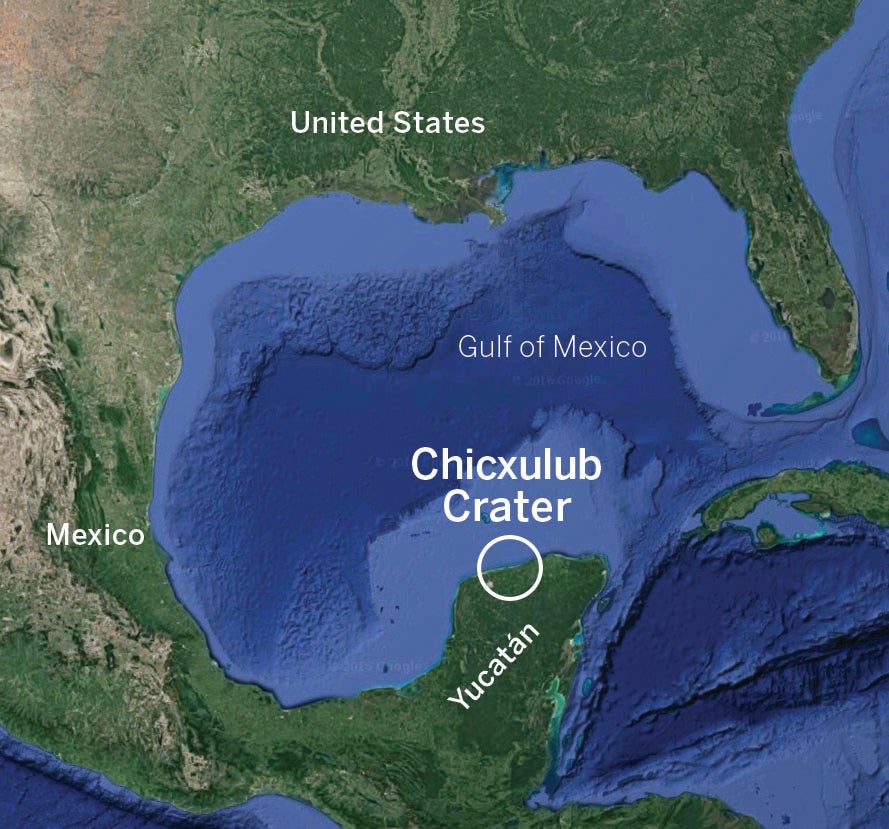 Chicxulub Crater in Yucatán Peninsula in a Google Map