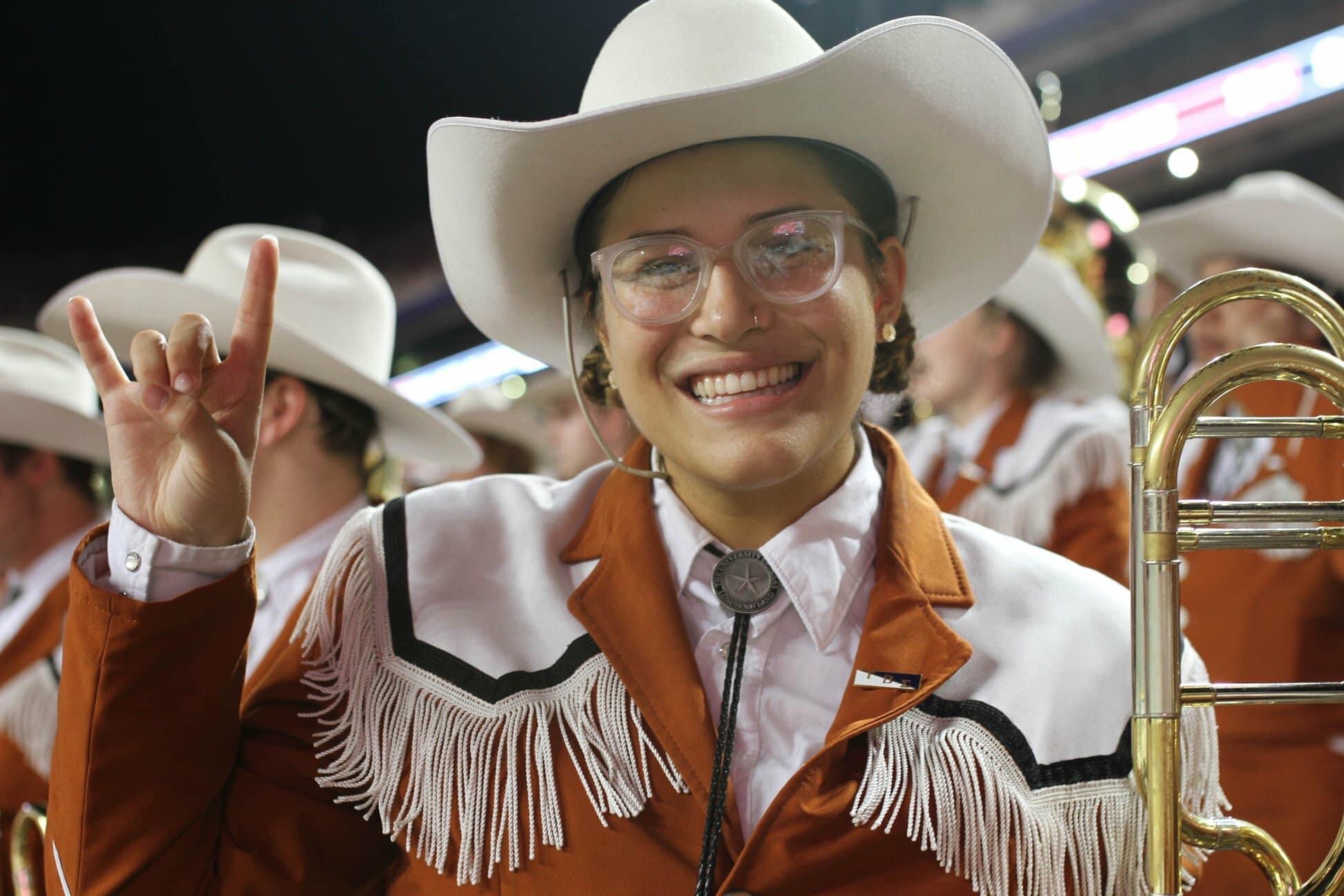 Mia Stanley at Darrell K Royal - Texas Memorial Stadium with the Longhorn Band.