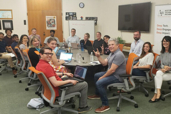 Staff and student associates at UT's Austin Technology Incubator office.